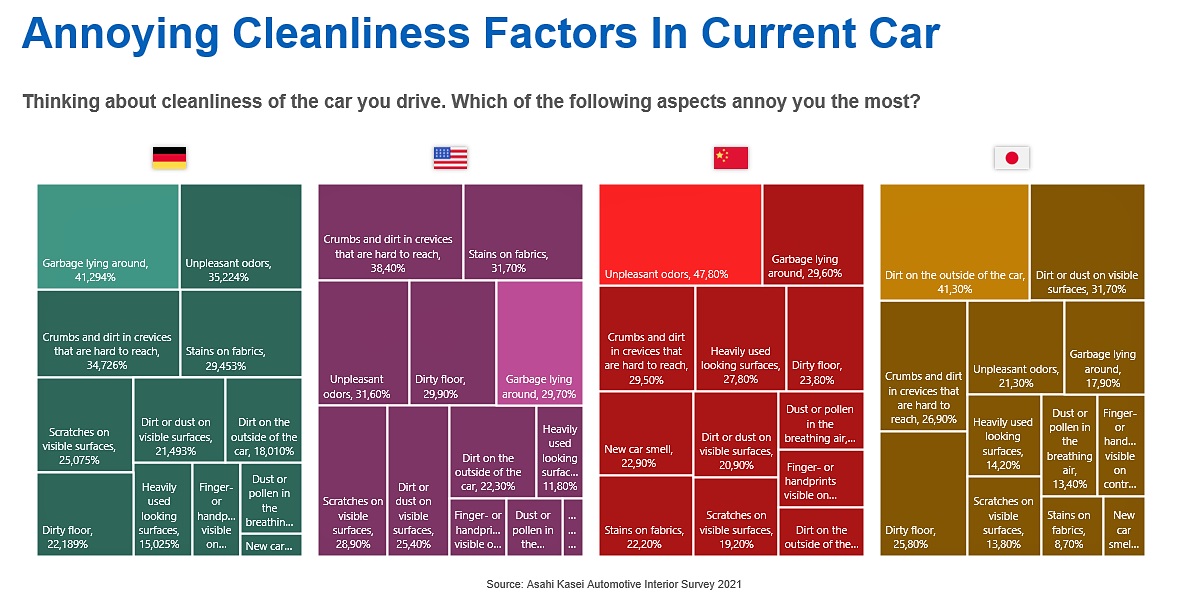 automotive survey, Annoying Cleanliness Factors In Current Car